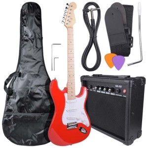 Zestaw gitarowy, gitara elektryczna stratocaster, wzmacniacz, kostka - NN EG SET RED