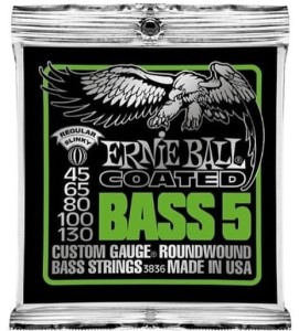 Struny do gitary basowej pięciostrunowej z serii COATED BASS 5-STRING - ERNIE BALL EB 3836 45-130 | RATY | SALA ODSŁUCHOWA POZNAŃ