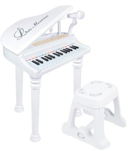 Keyboard dla dzieci organy mikrofon pianino  + stojak + krzesełko - NN PIANINO KASIA WH Biały | RATY | SALA ODSŁUCHOWA POZNAŃ
