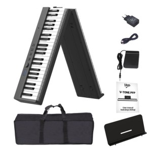 Pianino cyfrowe przenośne składane czarne 88 klawiszy pulpit do nut pokrowiec USB-C - V-TONE PFP | RATY 0% | SALA ODSŁUCHOWA POZNAŃ