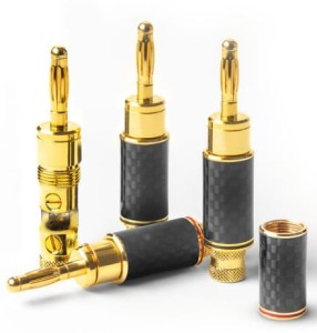 Wtyki bananowe - TCI Black CF Banana Gold Plated 4mm 4 szt. | RATY | SALA ODSŁUCHOWA POZNAŃ