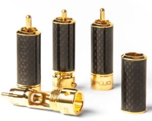 Wtyki RCA - TCI True-Plug™ Black CF Gold plated Locking RCA 4 szt.  | RATY | SALA ODSŁUCHOWA POZNAŃ