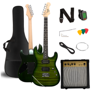 Gitara elektryczna 4/4 stratocaster 39" HH wzmacniacz pokrowiec pasek przewód jack-jack tuner kostki do gry struny ramię tremolo klucze imbusowe zestaw - V-TONE EGW 39 GR  | RATY 0% | SALA ODSŁUCHOWA POZNAŃ