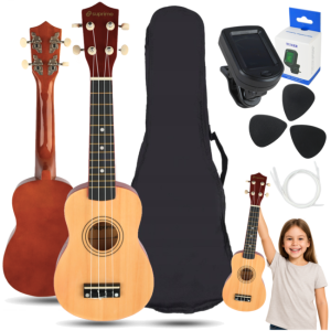 Ukulele sopranowe 21" naturalne drewno pokrowiec 3 kostki do gry zapasowe struny tuner zestaw dla dzieci do nauki gry - SUPRIMO UK21 SET NW  | RATY | SALA ODSŁUCHOWA POZNAŃ