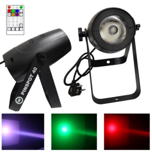 Reflektor sceniczny 40W RGBW SMD5060 LED pilot bezprzewodowy 2x uchwyt montażowy - LIGHT4ME PINSPOT 40 | RATY | SALA ODSŁUCHOWA POZNAŃ