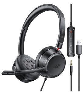 Słuchawki nauszne na USB z mikrofonem do komputera, laptopa i gier - Mozos KL201  | RATY | SALA ODSŁUCHOWA POZNAŃ