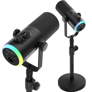 Wysokiej jakości mikrofon gamingowy oraz do studia dynamiczny USB RGB XLR LED - Mozos GM-ONE-BK | RATY | SALA ODSŁUCHOWA POZNAŃ