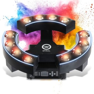 Ruchomy efekt oświetleniowy LED DMX nieskończona rotacja 12x20W RGBW + 39x0,2W SMD 5050 RGB 2x uchwyt montażowy omega - LIGHT4ME SPIRAL | RATY 0% | SALA ODSŁUCHOWA POZNAŃ