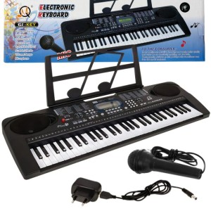 Keyboard edukacyjny klawisze organy dla dzieci do nauki gry pulpit do nut mikrofon USB FM Bluetooth AUX wyjście słuchawkowe - MQ 6159 UFB | RATY | SALA ODSŁUCHOWA POZNAŃ