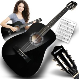 Gitara klasyczna 4/4 czarna do nauki dla początkujących akordy zestaw - SUPRIMO CGS1 BK  | RATY | SALA ODSŁUCHOWA POZNAŃ