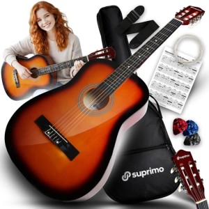 Gitara klasyczna 4/4 sunburst do nauki dla początkujących kostki pasek zapasowe struny pokrowiec akordy zestaw - SUPRIMO CGS2 SB | RATY | SALA ODSŁUCHOWA POZNAŃ