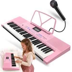 Keyboard elektroniczny edukacyjny 61 klawiszy różowy pulpit do nut mikrofon przewodowy zestaw - SUPRIMO EK611 PK | RATY| SALA ODSŁUCHOWA POZNAŃ