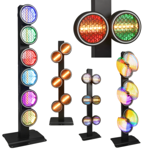 Ruchome oświetlenie sceniczne LED retro vintage 6x40W WW+192x0,5W RGB+186x0,2W RGB efekt tła ring ciepły biały 2x uchwyt montażowy omega - EVOLIGHTS LUMEN ROTO  | RATY 0% | SALA ODSŁUCHOWA POZNAŃ