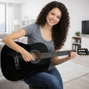 Gitara klasyczna 4/4 czarna do nauki dla początkujących tuner kostki pasek zapasowe struny pokrowiec akordy zestaw - SUPRIMO CGS3 BK | RATY | SALA ODSŁUCHOWA POZNAŃ