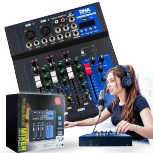 Analogowy mikser dźwięku 4-kanałowy Bluetooth EQ odtwarzacz MP3 nagrywanie USB Phantom +48V efekt pogłosu zasilanie sieciowe - DNA T4MIX | RATY | SALA ODSŁUCHOWA POZNAŃ