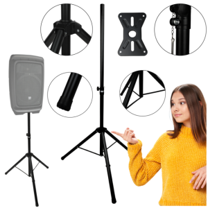 Stojak tripod statyw kolumnowy żelazny czarny podstawa kolumnowa pin zabezpieczający do 30 kg - DNA BOX2 | RATY | SALA ODSŁUCHOWA POZNAŃ 