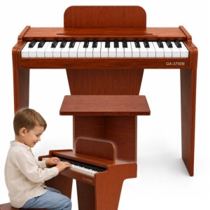 Mini pianino cyfrowe przenośne trójnożne wolnostojące brązowe 37 klawiszy zasilanie sieciowe na baterie pulpit do nut stołek do 20 kg - SUPRIMO KID PIANO 1 WOOD | RATY | SALA ODSŁUCHOWA POZNAŃ 