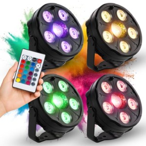 Zestaw 4 reflektorów PAR LED RGB oświetlenie na imprezę DJ pilot bezprzewodowy uchwyty montażowe zasilanie sieciowe - LIGHT4ME 4PAR SET IR  | RATY | SALA ODSŁUCHOWA POZNAŃ