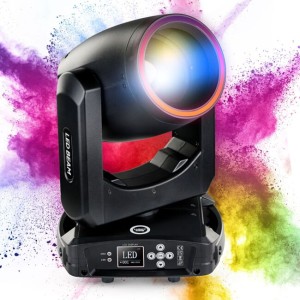 Głowica ruchoma beam oświetlenie sceniczne LED DMX efekt ring 23 × 0,2W RGB SMD LED uchwyty montażowe omega - LIGHT4ME PRISMO BEAM 150W  | RATY 0% | SALA ODSŁUCHOWA POZNAŃ