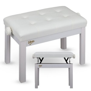 Ława do pianina keyboardu biała tapicerowana siedzisko dla muzyka regulowana 47-55 cm do 140 kg - V-TONE PB3 WH  | RATY | SALA ODSŁUCHOWA POZNAŃ
