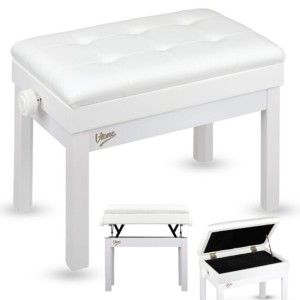 Ława do pianina keyboardu biała tapicerowana siedzisko dla muzyka schowek regulowana 49-57 cm do 140 kg - V-TONE PB2 WH | RATY | SALA ODSŁUCHOWA POZNAŃ