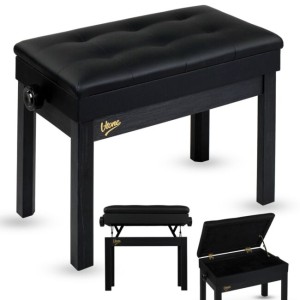 Ława do pianina keyboardu czarna tapicerowana siedzisko dla muzyka schowek regulowana 49-57 cm do 140 kg - V-TONE PB2 BK  | RATY | SALA ODSŁUCHOWA POZNAŃ