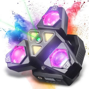 Ruchomy multiefekt oświetleniowy oświetlenie sceniczne LED DMX Beam 12x3W R/G/B/W laser zielony 100 mW Golden Strobe 3x10W A pilot bezprzewodowy uchwyt montażowy - LIGHT4ME MADNESS TRI 3IN1 | RATY | SALA ODSŁUCHOWA POZNAŃ