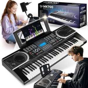 Przenośny edukacyjny keyboard elektroniczny MIDI 61 klawiszy instrument dla dzieci do nauki gry pulpit do nut odtwarzacz MP3 USB wbudowane głośniki wyjście słuchawkowe zestaw - V-TONE MK700  | RATY | SALA ODSŁUCHOWA POZNAŃ