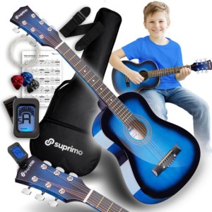 Gitara akustyczna 1/4 blueburst do nauki dla początkujących 3x kostka do gry pasek zapasowe struny pokrowiec tuner akordy zestaw -   SUPRIMO JRA SET BB  | RATY | SALA ODSŁUCHOWA POZNAŃ 