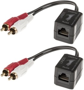 Przedłużacz audio stereo 2xRCA przez skrętkę CAT5e / 6 - do 100m - Lindy 70460
