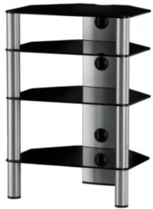 Stolik audio RTV Hi-Fi - Sonorous RX2140 Czarne szkło srebrne nogi