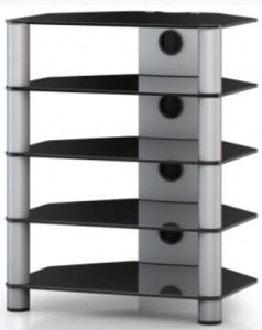 Stolik audio RTV Hi-Fi - Sonorous RX2150 Czarne szkło srebrne nogi