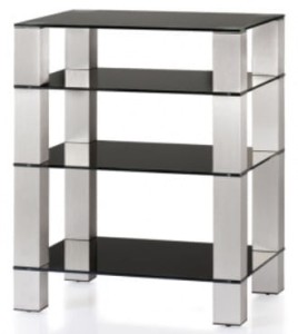 Stolik audio RTV Hi-Fi - Sonorous RX5040 Czarne szkło nogi inox