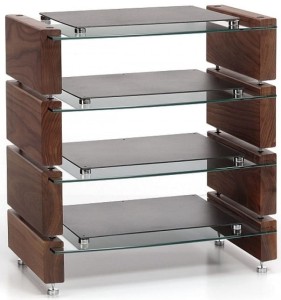 Stolik HiFi - Custom Design Milan 6 HI-FI 4 Acoustic Walnut Stolik z 4 półkami oraz platformami antywibracyjnymi