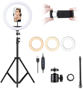 Lampa pierścieniowa LED z uchwytem na telefon do selfie, makijażu - Mozos MLM-30RING