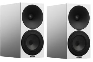 Kolumny podstawkowe - Amphion ARGON 1 Białe z czarnymi maskownicami