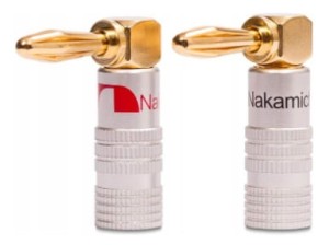 Wtyki bananowe kątowe - Nakamichi Gold 2szt.