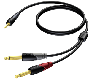 Kabel słuchawkowy Jack 3.5mm stereo - 2x Jack 6.3mm mono - Procab CLA713/3 3m