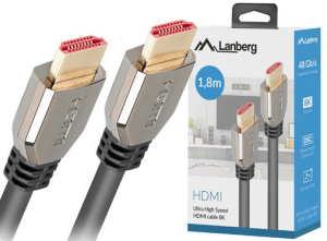 Kabel HDMI M/M V2.1 1.8M 8K 60HZ - Lanberg Z30655 (CA-HDMI-30CU-0018-BK)