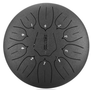 Lotus tongue drum 12" 11 ton handpan - Hluru-Huashu THL11-12-Charcoal