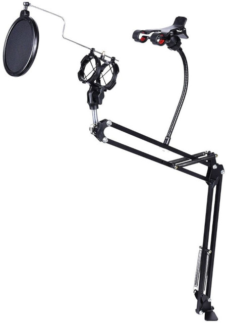 Statyw mikrofonowy biurkowy, pop filtr, kosz, uchwyt do telefonu - NN C10