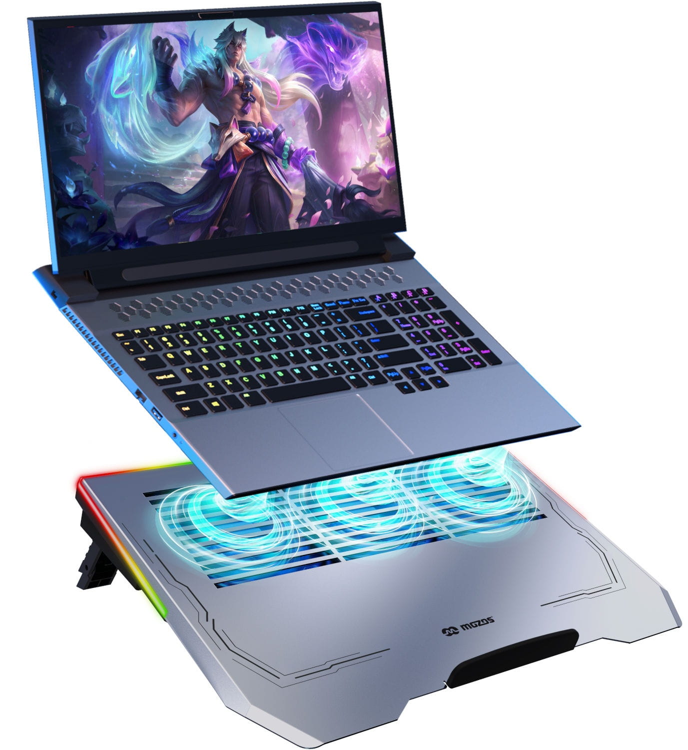 Aluminiowa, podświetlana podkładka chłodząca do laptopa - Mozos LS6-RGB | RATY | SALA ODSŁUCHOWA POZNAŃ