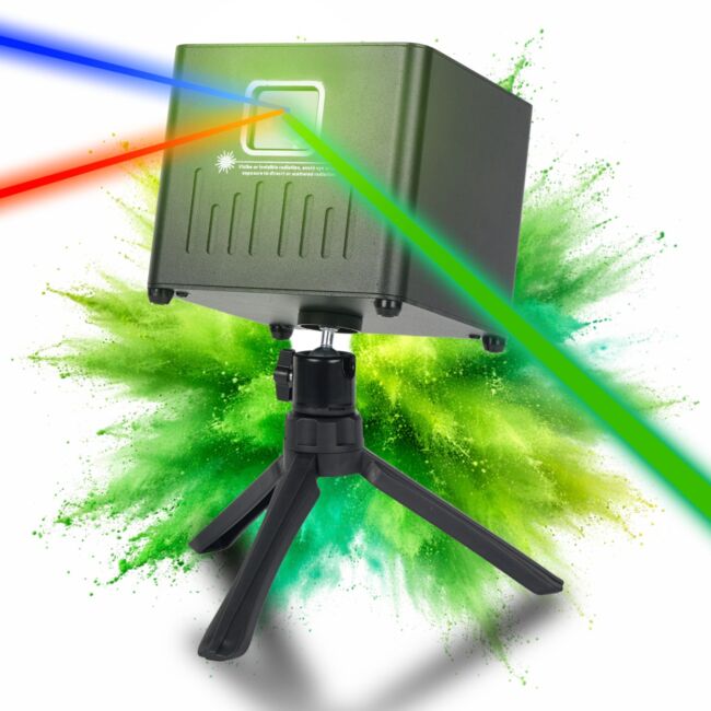 Akumulatorowy projektor skaner laserowy oświetlenie sceniczne RGB 200/100/200 mW 5000 mAh Bluetooth statyw trójnożny sterowanie smartfonem - LIGHT4ME