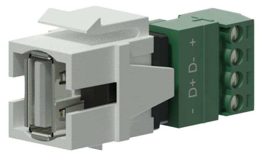 Adapter Keystone USB 2.0 A - 4-pin blok zaciskowy - Procab VCK625/W